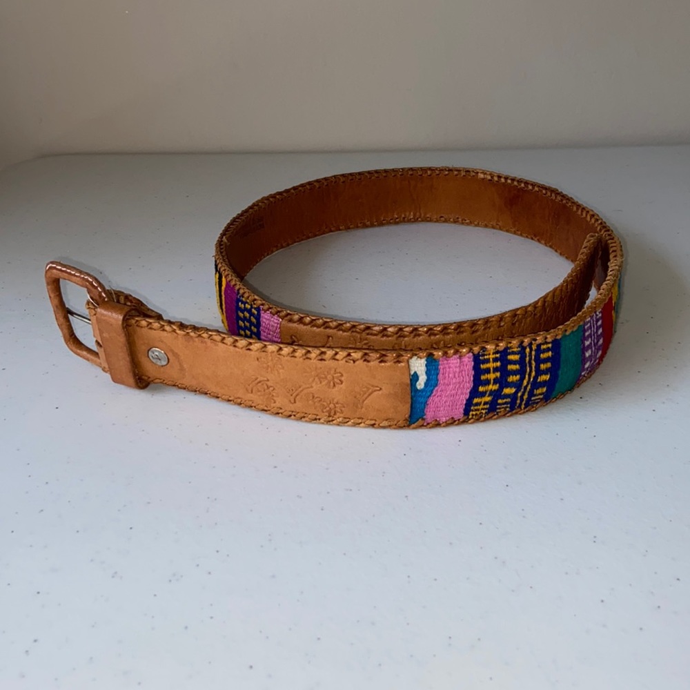 Vibrant Stitched Leather Belt